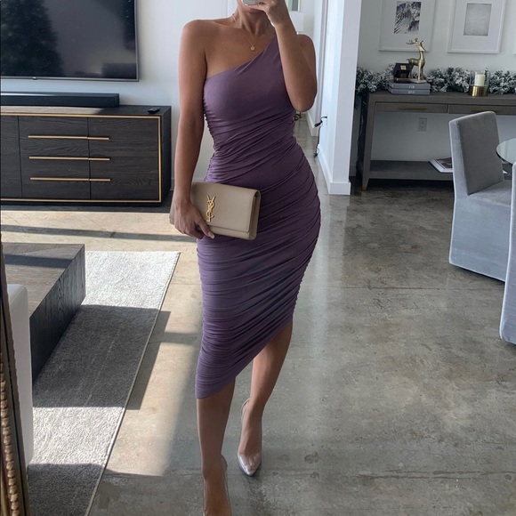 Purple Lola One Shoulder Ruched Dress - Picture 1 of 1